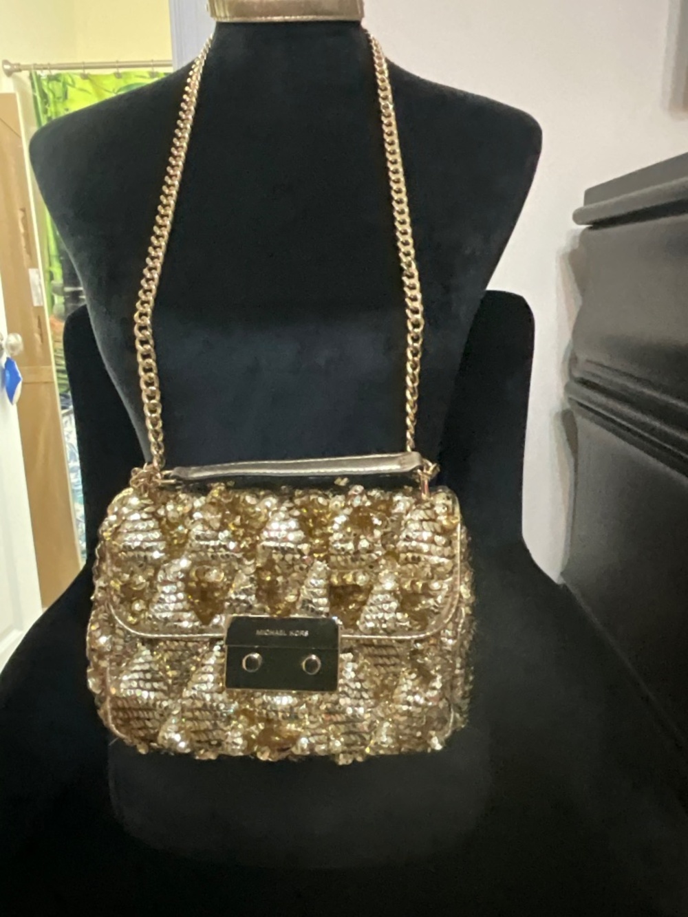Chain Golden Sequin Shoulder Bag NWT